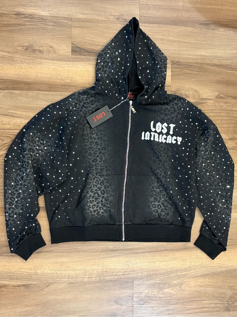Lost Intricacy Black Studded Zip-Up Hoodie